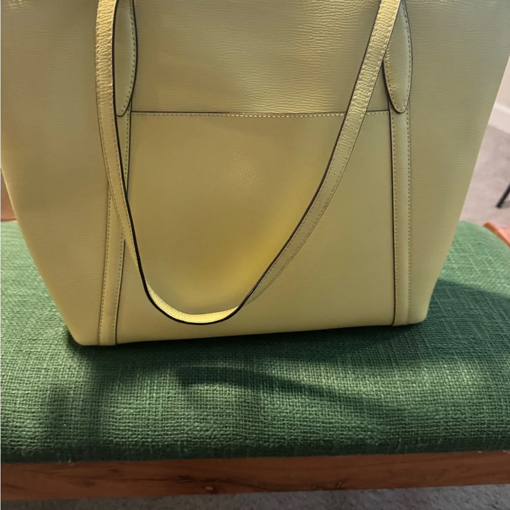 kate spade Lemon Yellow Leather Tote with Luggage Tag - Picture 2 of 7